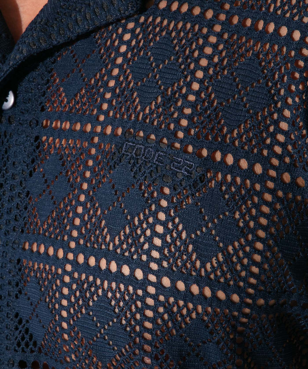 graphic lace shirt navy