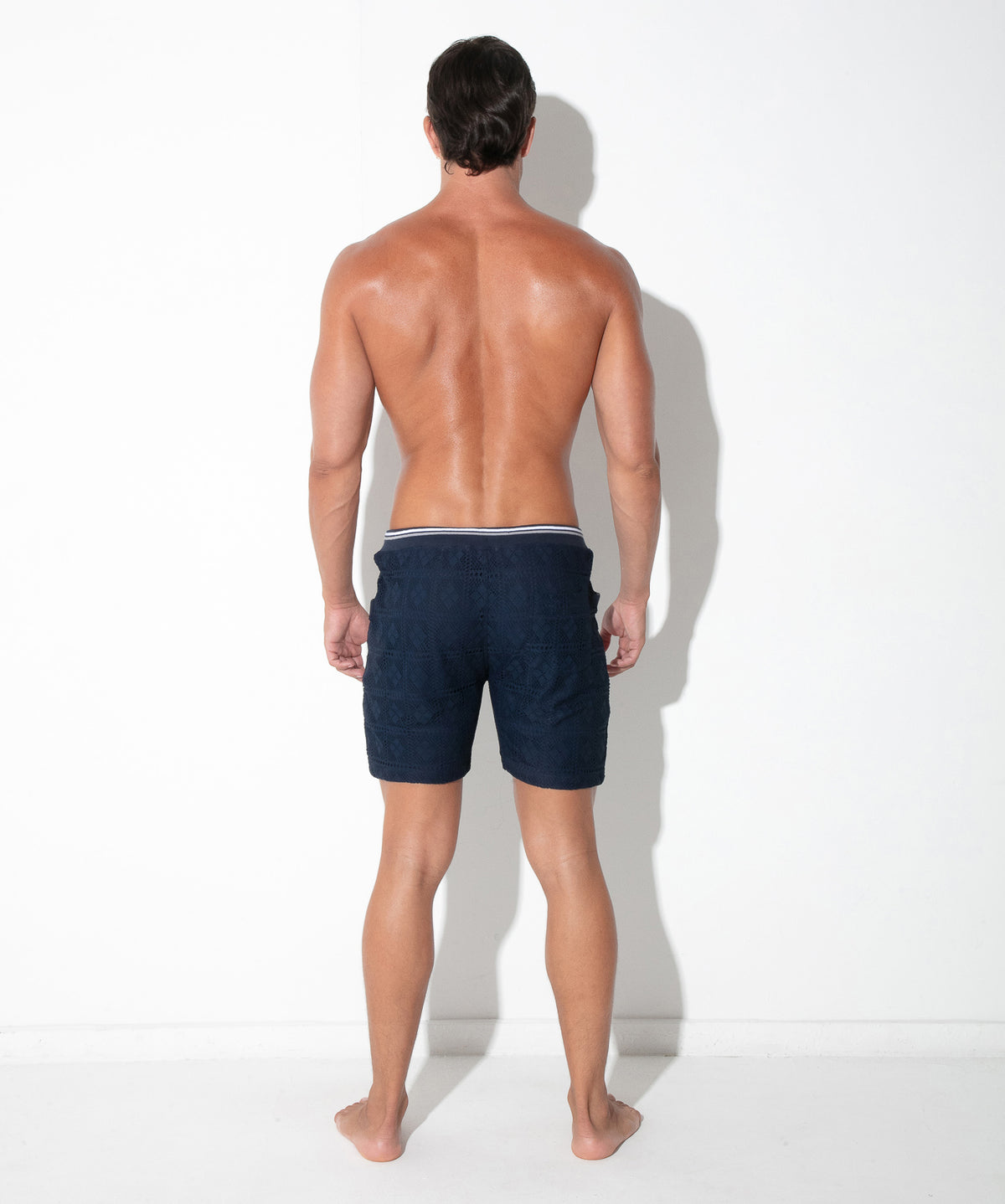 graphic lace short navy