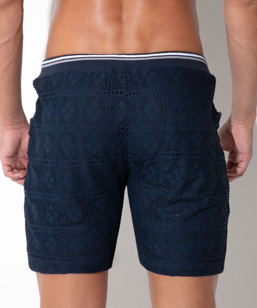 graphic lace short navy