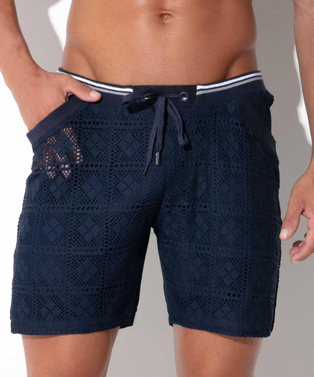 graphic lace short navy