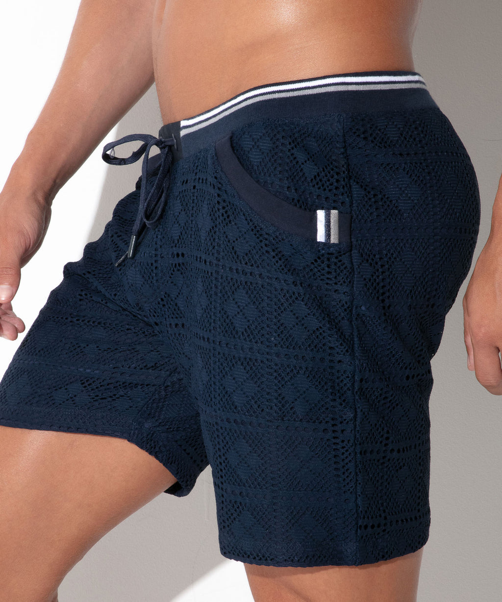 graphic lace short navy