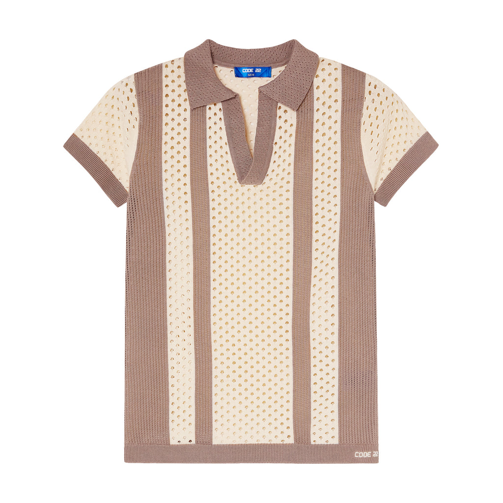 MOSAIC KNIT POLO TAUPE